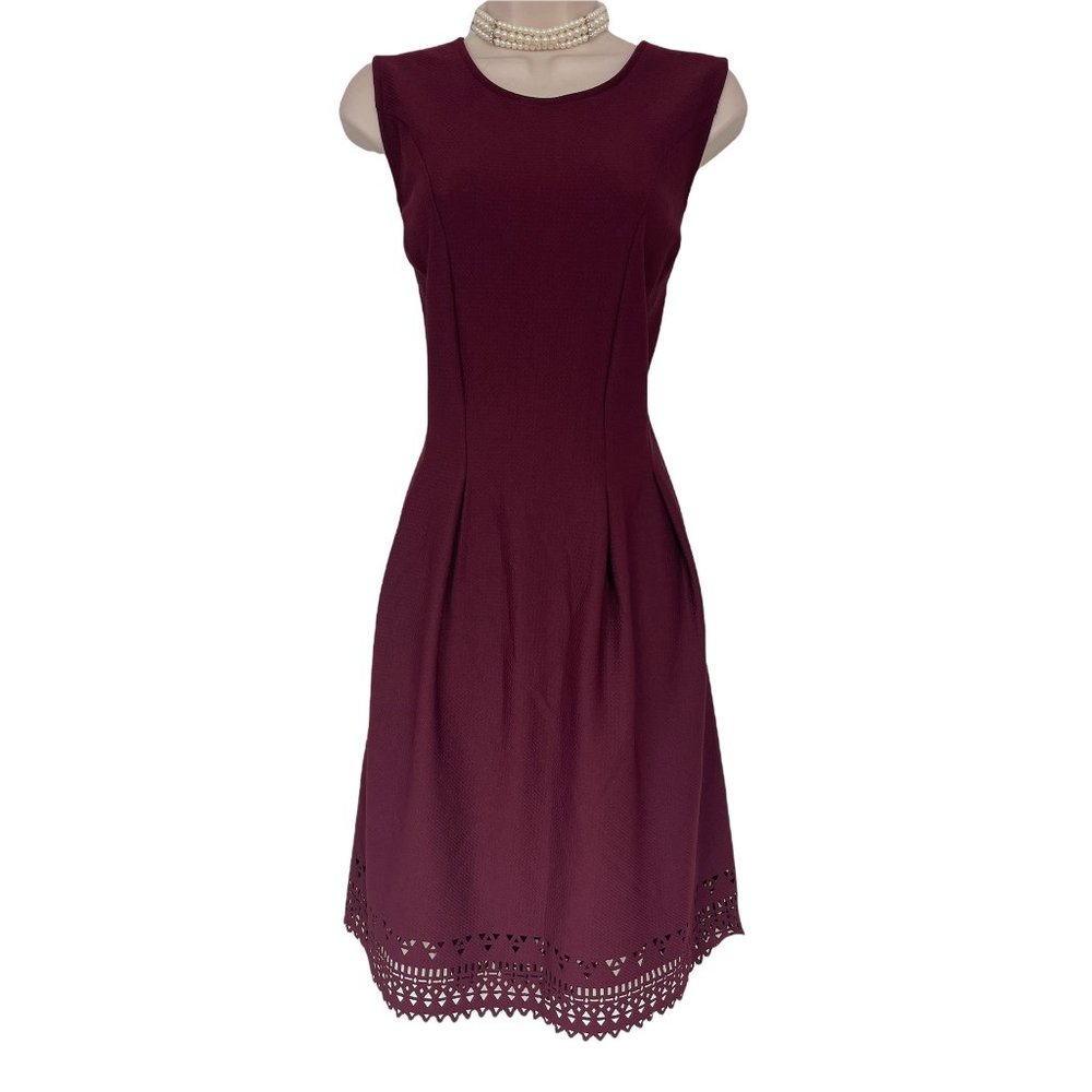 Size 2X 18 20 BURGUNDY WINE FIT & FLARE CUTOUT DRESS Spring Summer PLUS SIZE